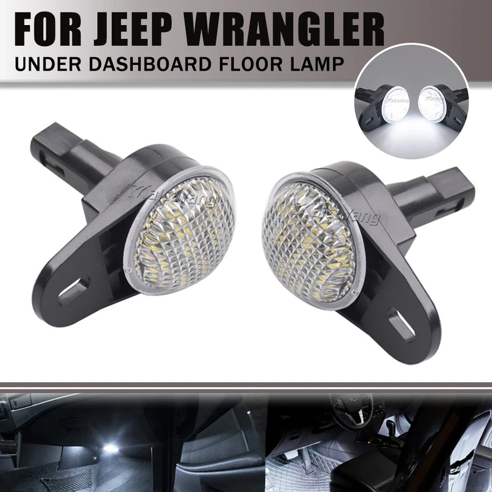 2x Luz LED debajo del tablero de cortesía para Jeep Wrangler Dodge Ram 1500 2500 Foto 2 de 4