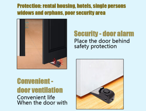 Parada de puerta alarma de seguridad tapón de cuña portátil hogar viaje 120dB kit antirrobo - Imagen 25 de 31