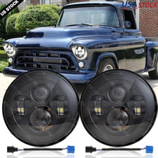 Pair 7 Inch Round Led Headlight Hilo Beam Projector For Chevy Truck Cama