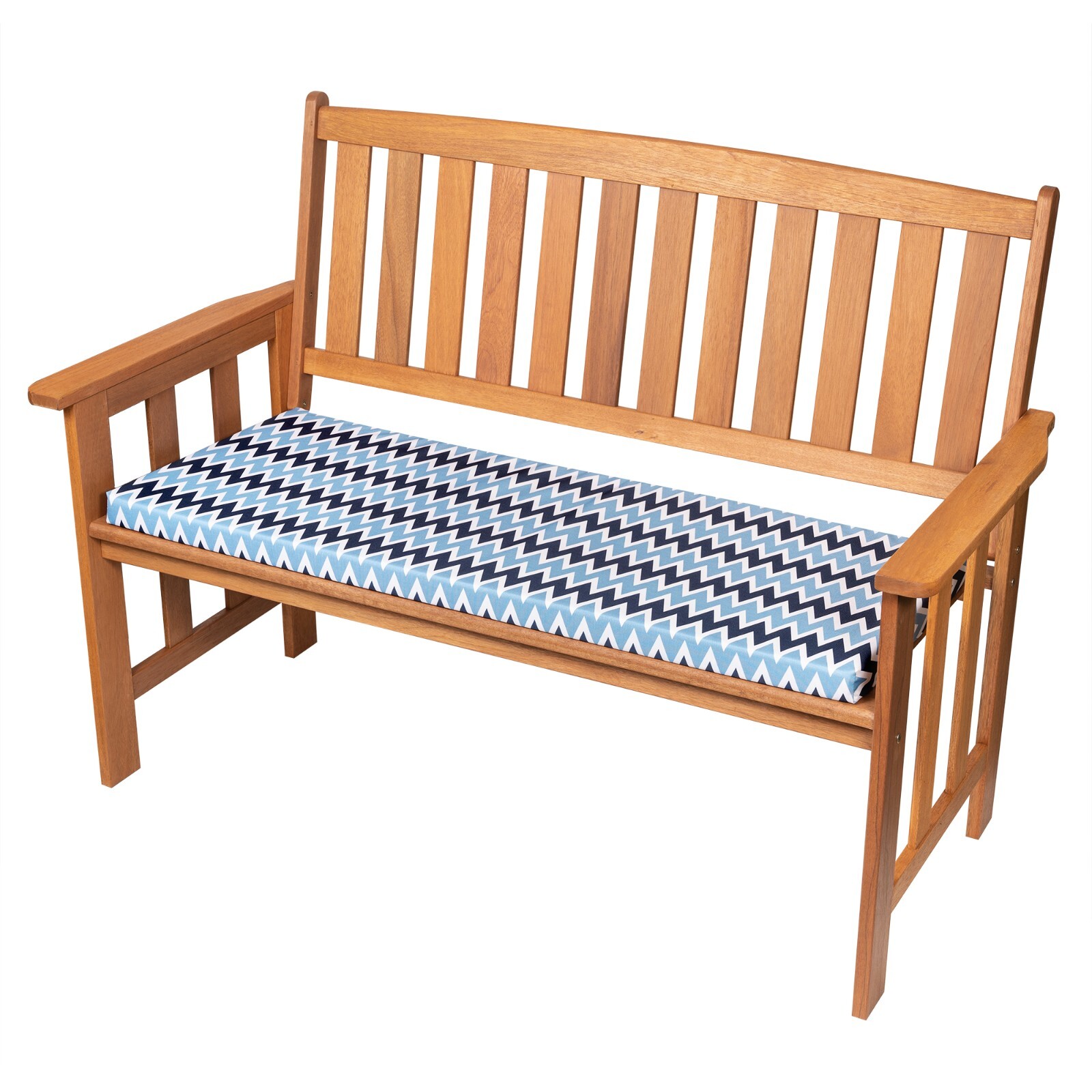 WATERPROOF Garden Bench SEAT PAD CUSHION Pad Swing 2 Seater Outdoor ZIG ZAG BLUE