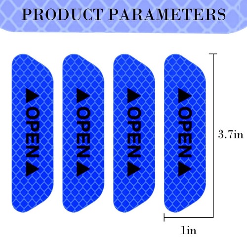 4PCS Blue Car Door Open Warning Reflective Stickers Night Safety Luminous Decals - Picture 3 of 10