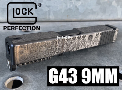 GLOCK OEM G43 9MM SLIDE Custom Engraved MEXICAN Native Tribal Mayan ...