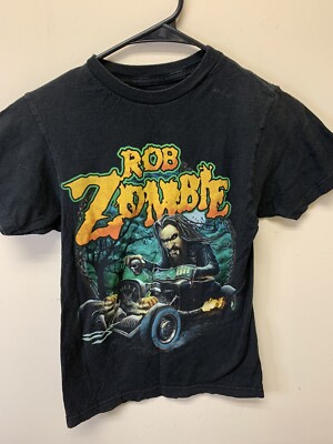 ROB ZOMBIE vintage band tee shirt 墨黒 Rob Zombie Hell Bound Black T-Shirt Small Hot Rod Car Graphic