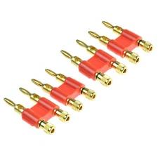 4 X Audio Speaker Cable 4mm Dual Banana Plug Wire Connector Gold Brass Screw Red