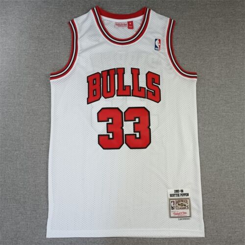 Men's Vest Chicago Bulls NO.33 Pippen Adult Sports Top Retro Stitched - Picture 3 of 15