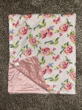 Modern Baby Floral Pink Roses Reversible Blanket