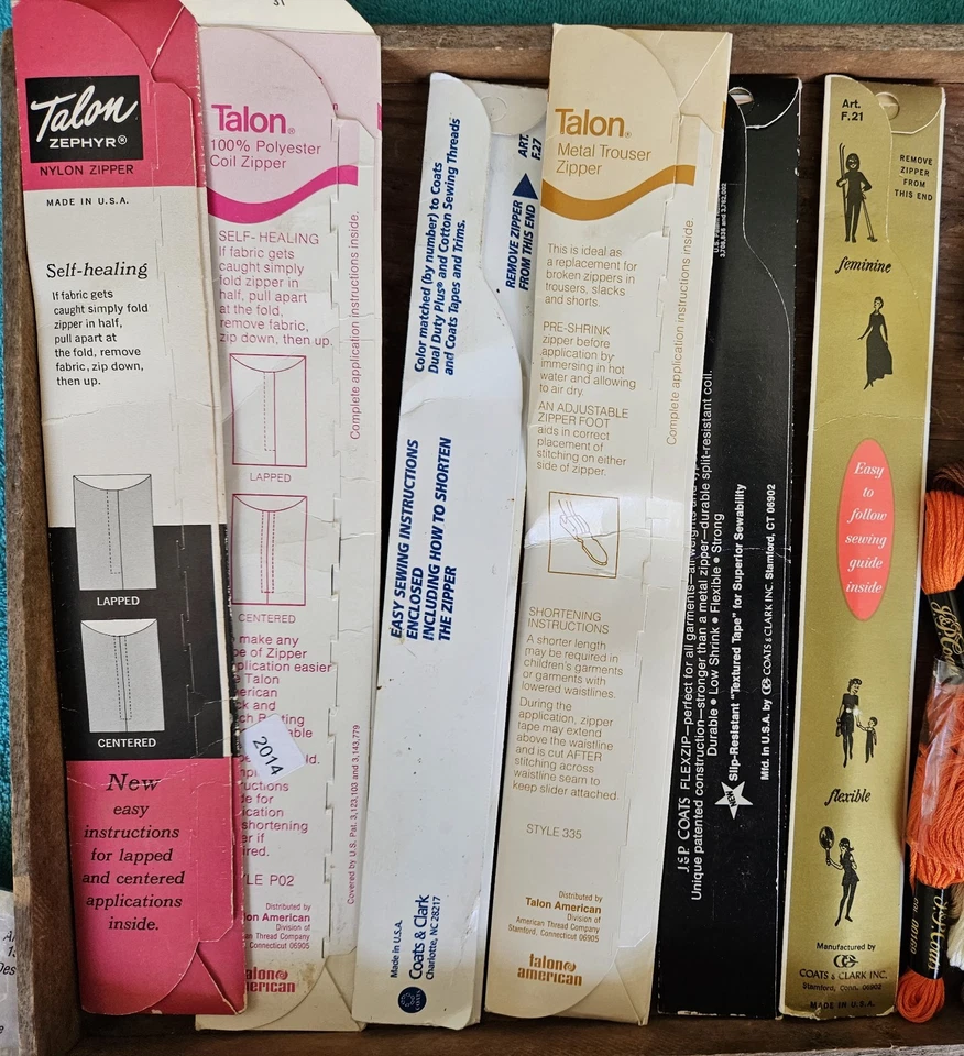 Vtg 80s Sewing Notions Lot 6 - NEW Heavy J & P Coats & Talon Zippers + MORE  - Image 4 of 4