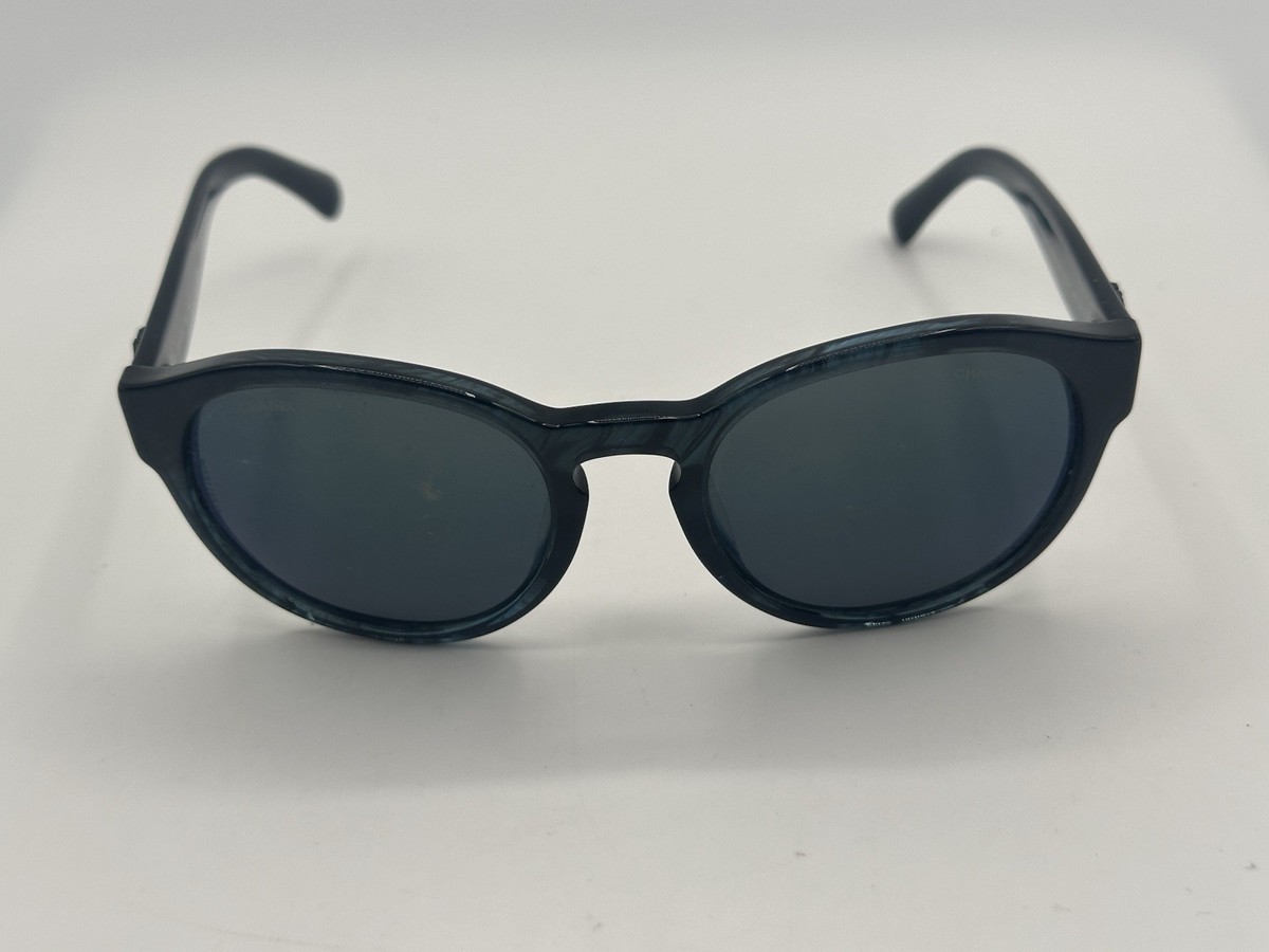 Chanel 100% Authentic Sunglasses Dark Marble Teal Blue Round  display picture 3