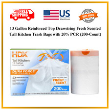 200-Count 13 Gal Tall Kitchen Trash Bags, Drawstring, Fresh Scent