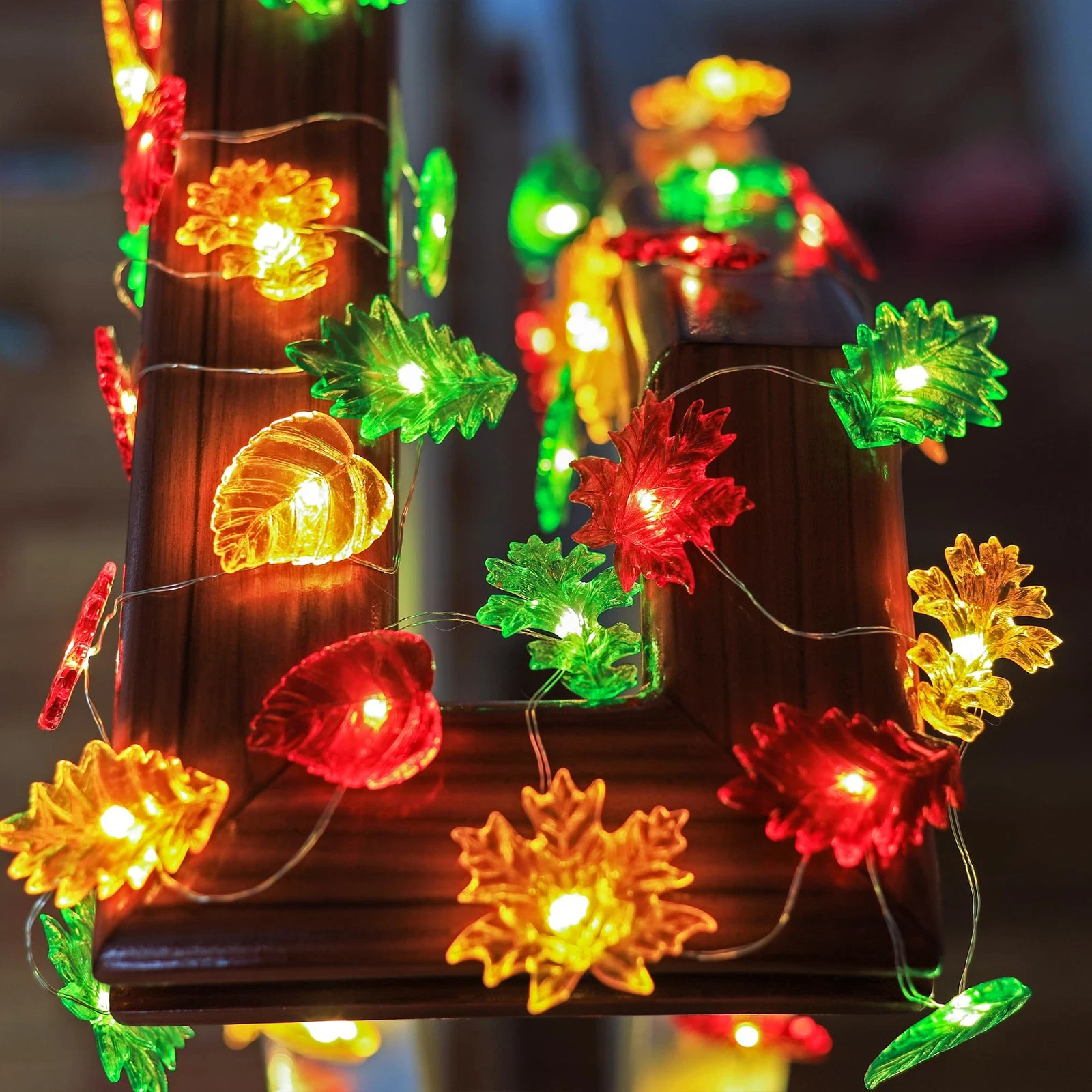 Thanksgiving Decoration Leaf Fairy String Lights Fall Garland Leaf Decorative...