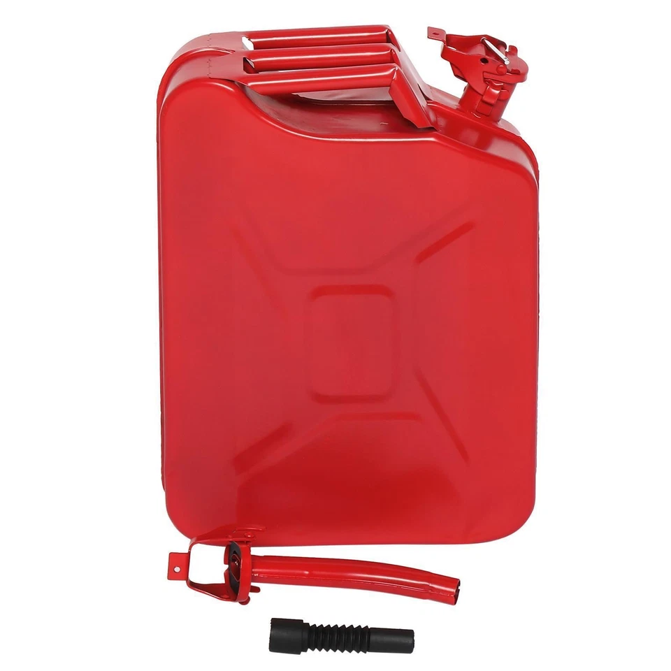 Portable Fuel Can 5 Gal 20L Gasoline Fuel Can Metal Gas Tank with Spout Red