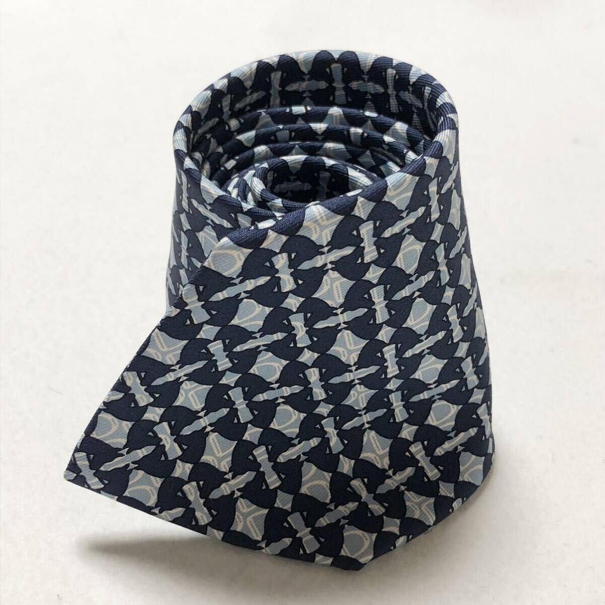 HERMES tie with checkered pattern square all over… - image 2