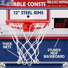 Home Dual Shot Arcade Basketball Game 16 Modes 7 Balls Infrared Scoring Foldable