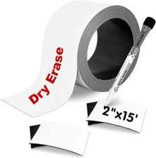 Magnetic Dry Erase Labels Roll, 2 Inch x 15 2 x 15Feet, White