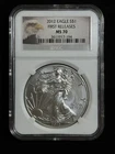 2012 American Silver Eagle MS70 NGC First Releases 1 Oz .999 Silver