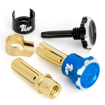 1UP Racing Lockdown Adjustable 5mm Bullet Plugs Blue/Black 190451