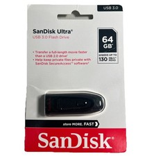 SanDisk Ultra: USB 3.0 Flash Drive - 64GB - Speeds up to 130Mbps - NEW SEALED