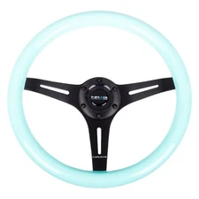 3-Spoke Classic Minty Fresh Wood Grain Steering Wheel w Black Spokes