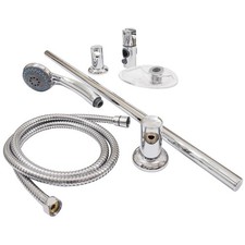 Chrome Riser Rail Shower Kit Adjustable with Head Hose Clip and Soap Dish