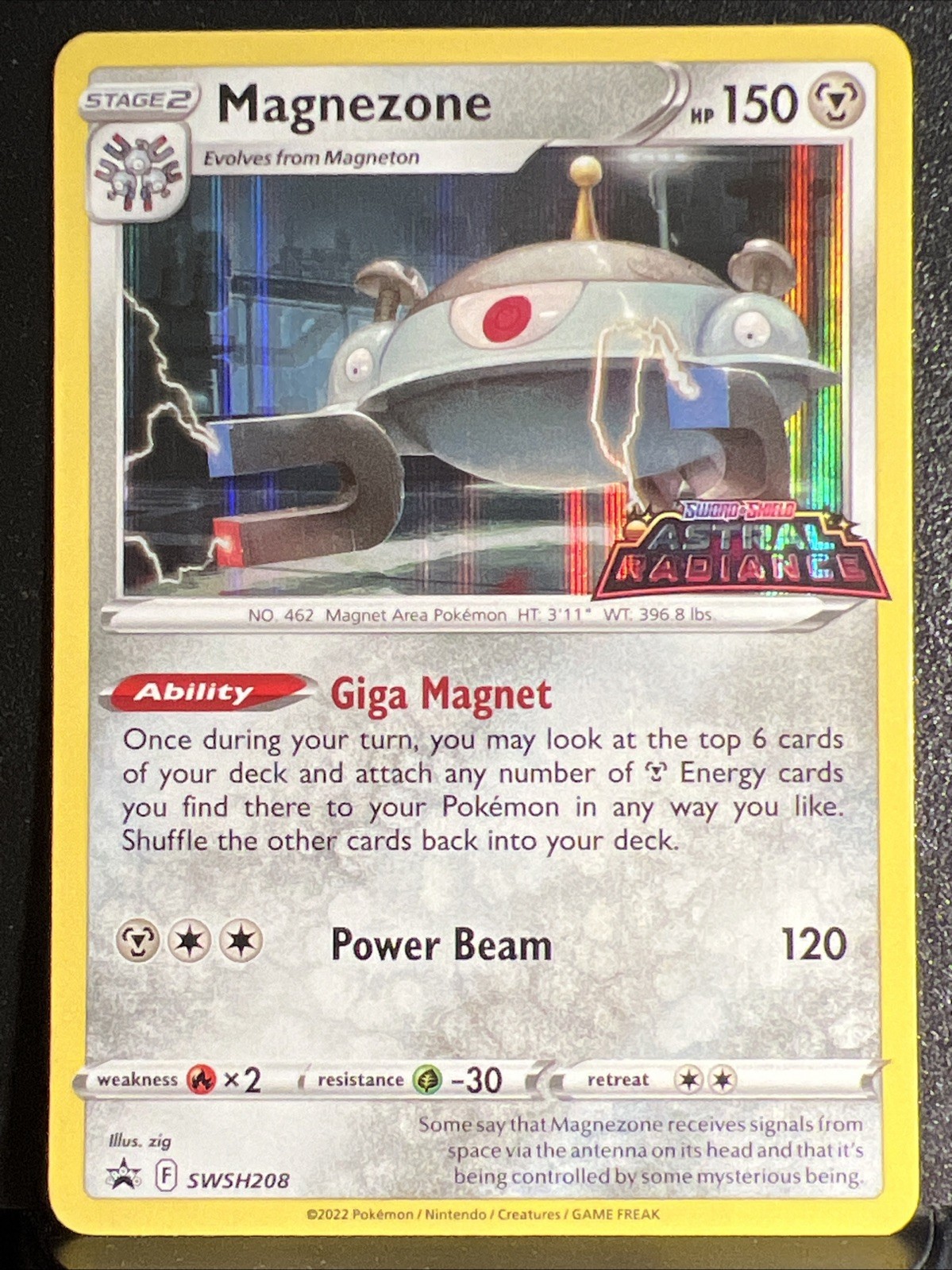 Pokemon Magnezone SWSH208 Astral Radiance Stamped Prerelease Black Star Promo NM