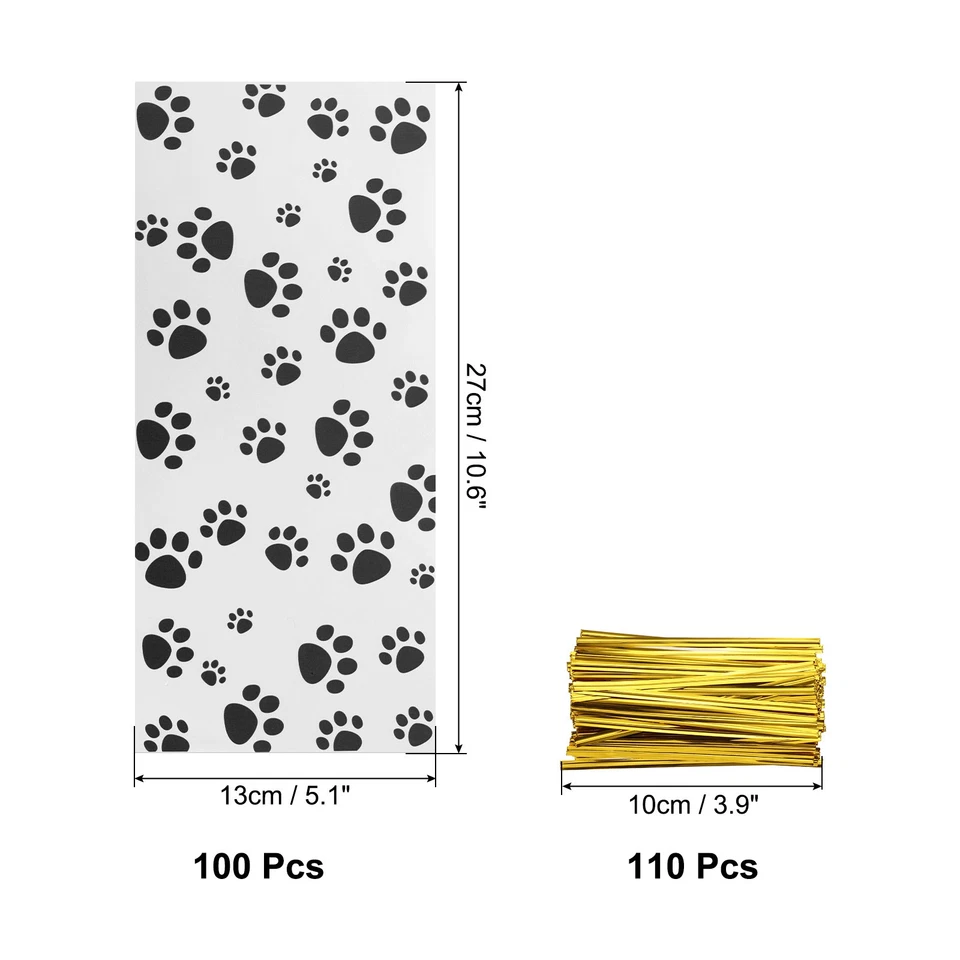 100 Pcs 10.6"x5.1" Cellophanes Treat Bags with Twist Ties (Football, Black) Foto 2 de 4