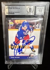 TEEMU SELANNE Signed 1992 Upper Deck Young Guns #574 Rookie Card RC BAS 10 Auto