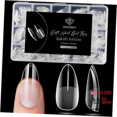 Almond Fake Nail Tips -510Pcs Medium Soft Gel Nail A1-Medium Almond-Half Matte