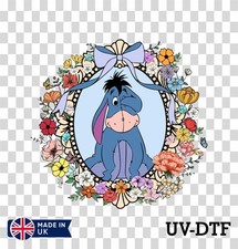 Floral Eeyore UV DTF Sticker - Glass Laptop Tumbler Wall Cup ze684