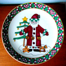 Poinsettia Mary Lou Goertzen Christmas Santa Pedestal Small Cake Dessert Plate