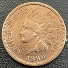 1890 Indian Head Penny Cent ~ Borderline Uncirculated (AU++) Red