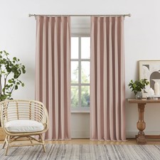 Cute Dusty Pink Blackout Curtains 90 Inches Long Rose Blush Pinch Pleat Track