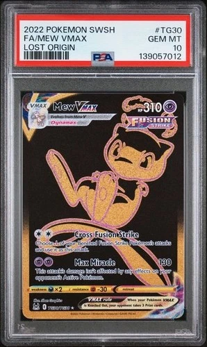 2022 POKEMON SWORD & SHIELD LOST ORIGIN #TG30 FULL ART/MEW VMAX PSA 10
