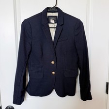 J Crew Womens Schoolboy Wool Blazer Size 0 Navy Classic Preppy Dark Academia