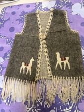 Handmade Beautiful Vintage Alpaca Native Vest With Fringe