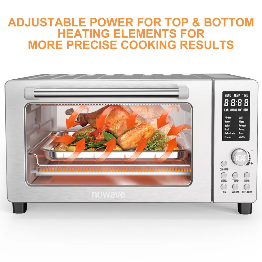 12-in-1 Smart Air Fryer Toaster Oven 1800W Convection Countertop 21QT Capacity 12-in-1 Smart Air Fryer Toaster Oven 1800W Convection Countertop 21QT Capacity