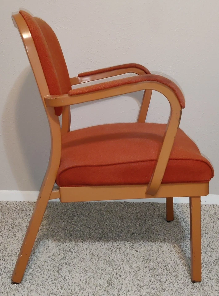 Cadeira de aço vintage meados do século escritório corporativo lateral convidado contrato - Imagem 3 de 4