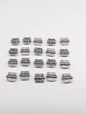 20 Antiqued Tibetan Silver 12x10mm Textured Circles Flat Square Spacer Beads