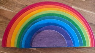 Grimm's Rainbow Semi Circles Wooden Stacking Boards Set of 11