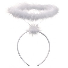 Funcredible White Angel Halo Headband Feathered Halo Costume Accessory