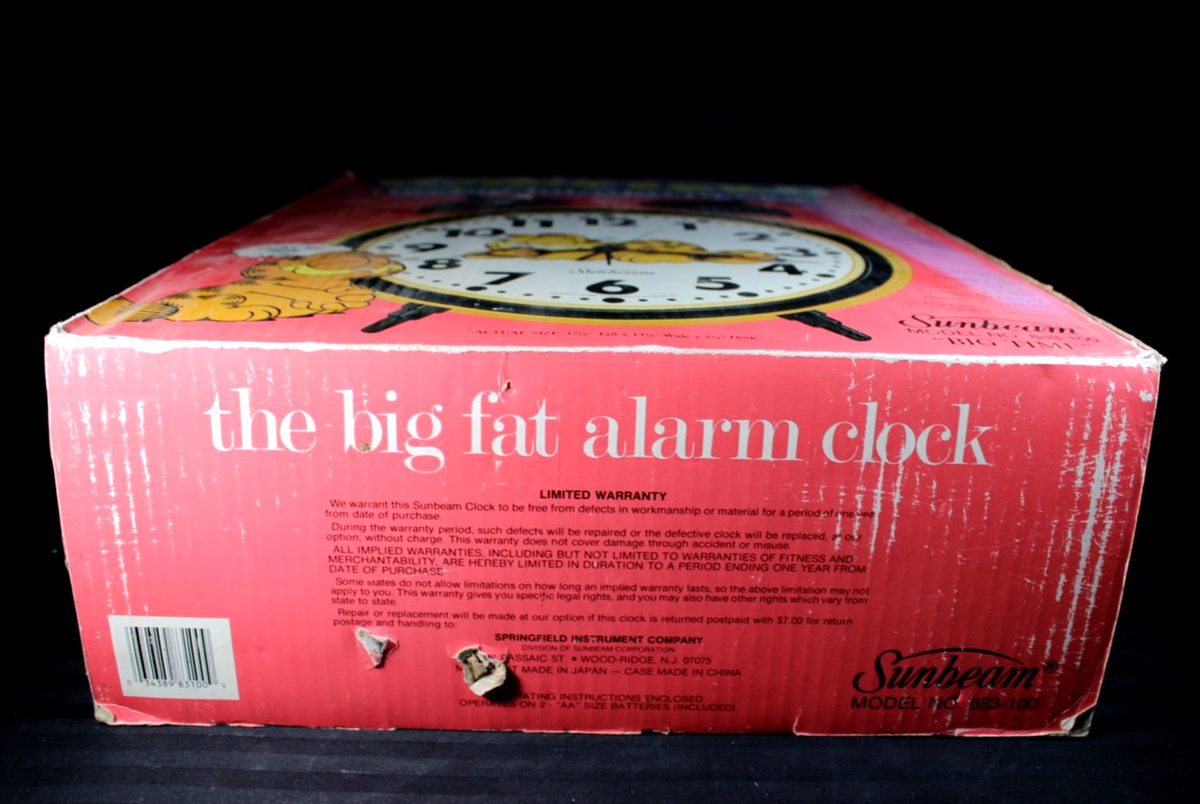 Garfield 17” Big Fat Alarm Clock Sunbeam Vintage 1978
