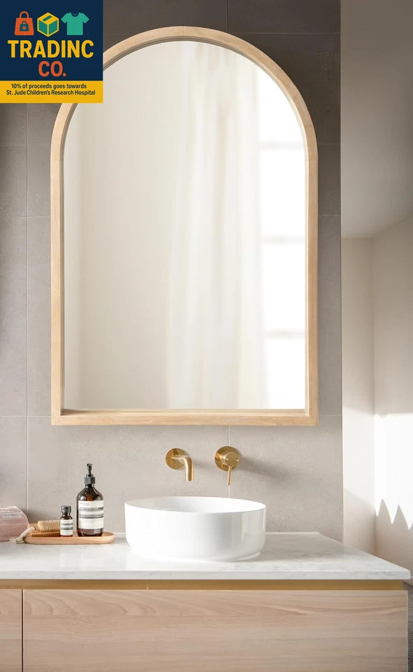 Hutton Modern Wood Arched Mirror; 24 X 36; Natural Wood; Decorative Transitional - Image 4 of 4