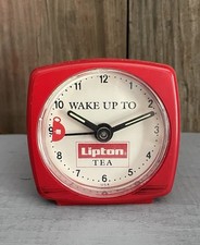 Vintage "Wake Up To" Lipton Tea Promotional Mini Alarm Clock - WORKS