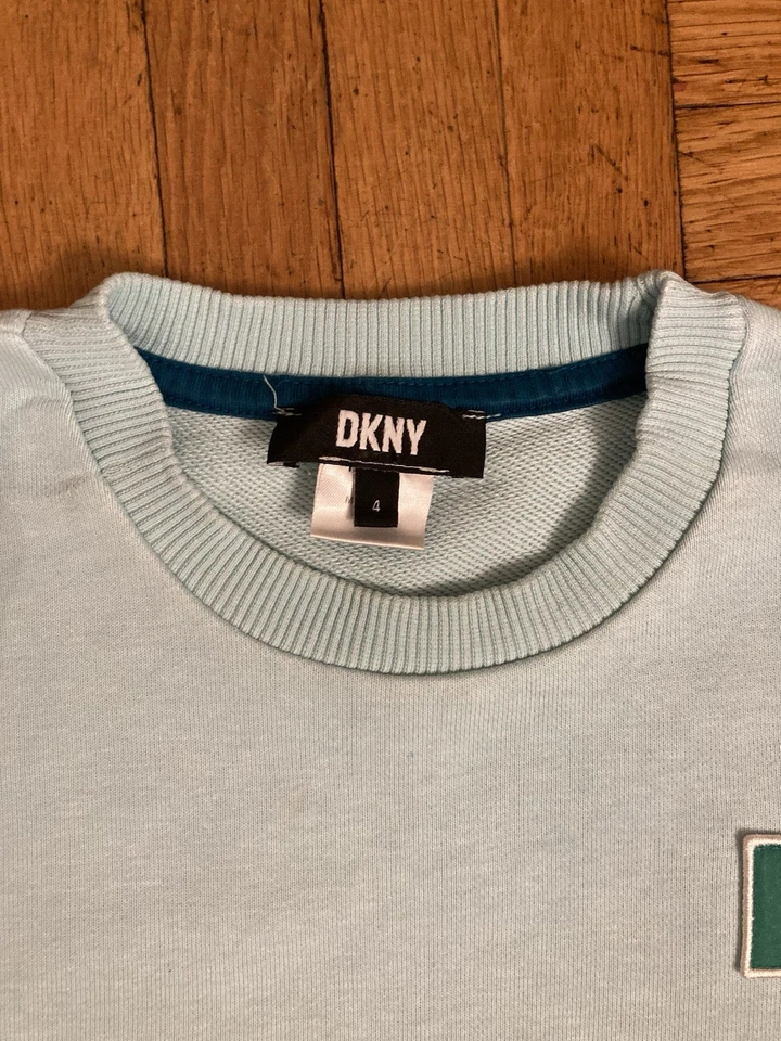 DKNY Toddler Girl Blue Green Sweatshirt Dress 4T Teal Adorable! - Image 4 of 4