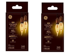  4 X GE Vintage Style Warm Dimmable 40W/4W Amber LED Bulbs 240Lumens 4 Bulbs