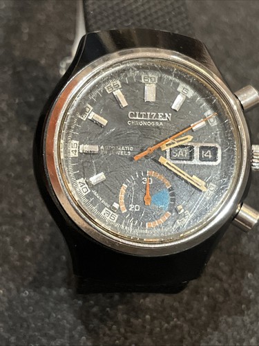 Citizen Chronograph Challenge Timer 8100A Automatic 23 Jewels 67-9577 Black Dial