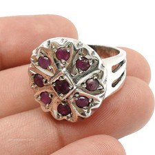 925 Sterling Silver Ruby Stone Statement Bezel Handmade Cocktail Artisan Ring