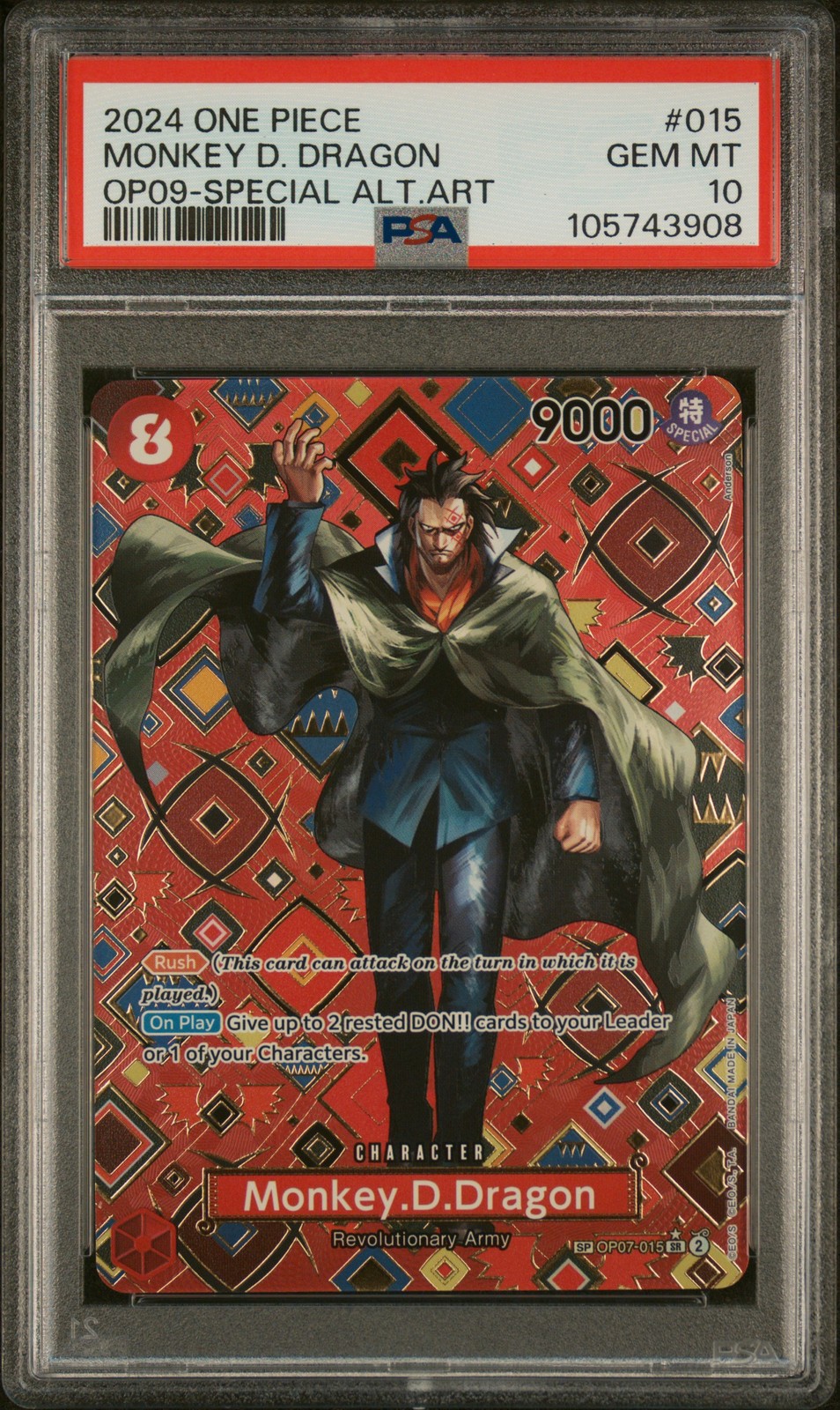 2024 ONE PIECE OP09-EMPERORS IN THE NEW WORLD #015 MONKEY D. DRAGON PSA 10