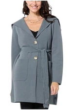 Nina Leonard Women's Sweater Knit Cardigan w Pockets Smoke