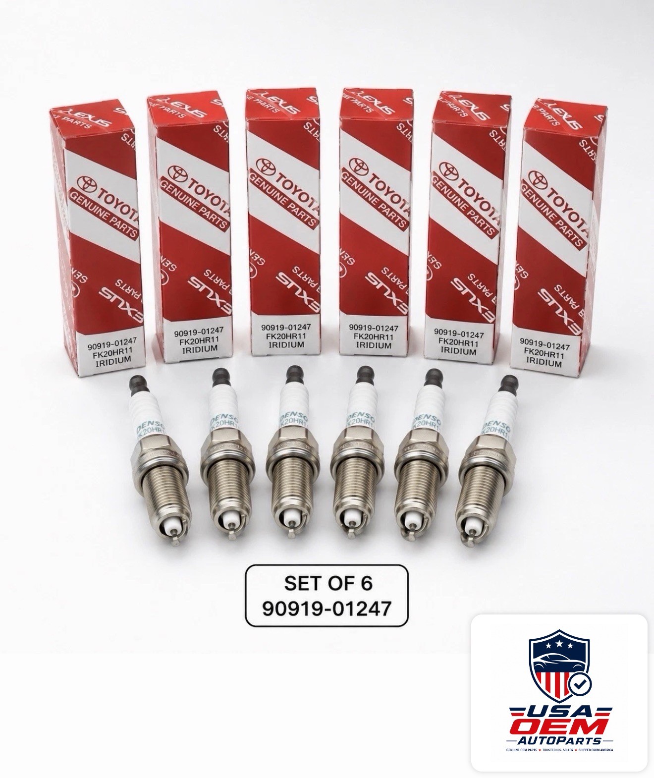 NEW TOYOTA LEXUS GENUINE OEM 90919-01247 IRIDIUM SPARK PLUG SET OF 6
