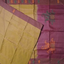 Vintage Brown Dual Tone Sarees 100 Pure Silk Handwoven Sari 5YD Craft Fabric